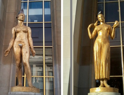 Statues dorées de la Place des Droits de l'Homme
